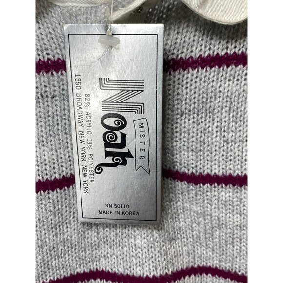 Vintage Striped Women's Sweater Grey New Tags Mister Noah Maroon Stripes Preppy - Picture 6 of 11